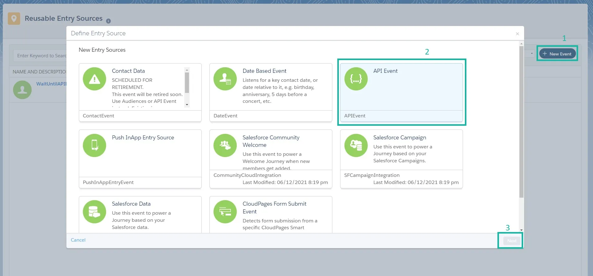 Create API Event Definition Entry Source in Marketing Cloud