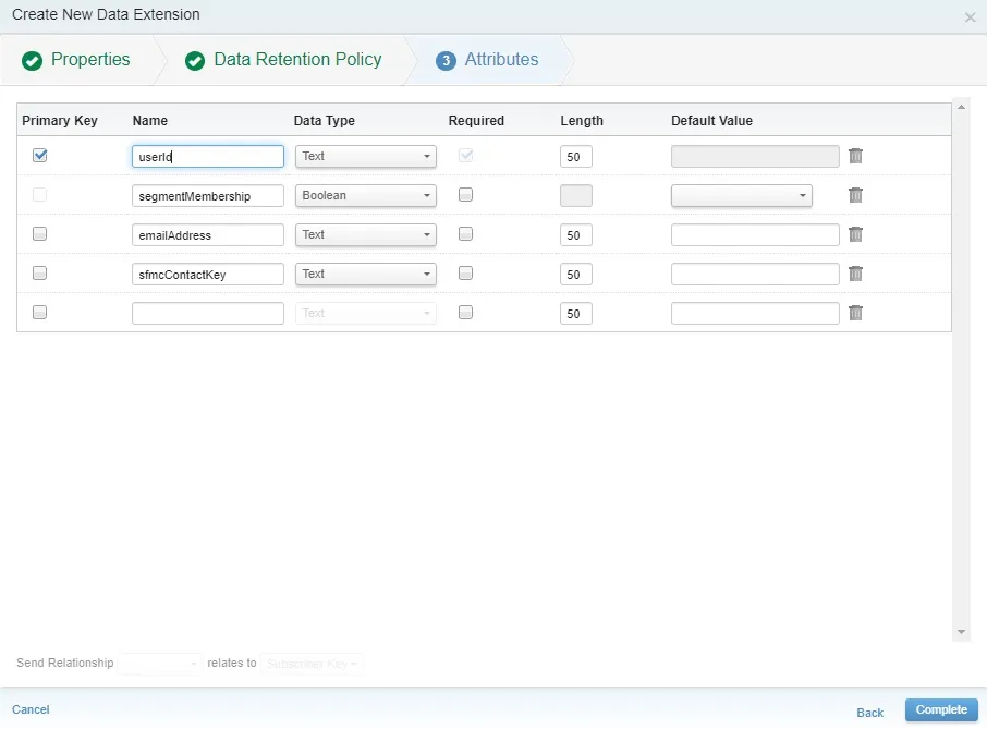 Marketing Cloud - Create New Data Extension