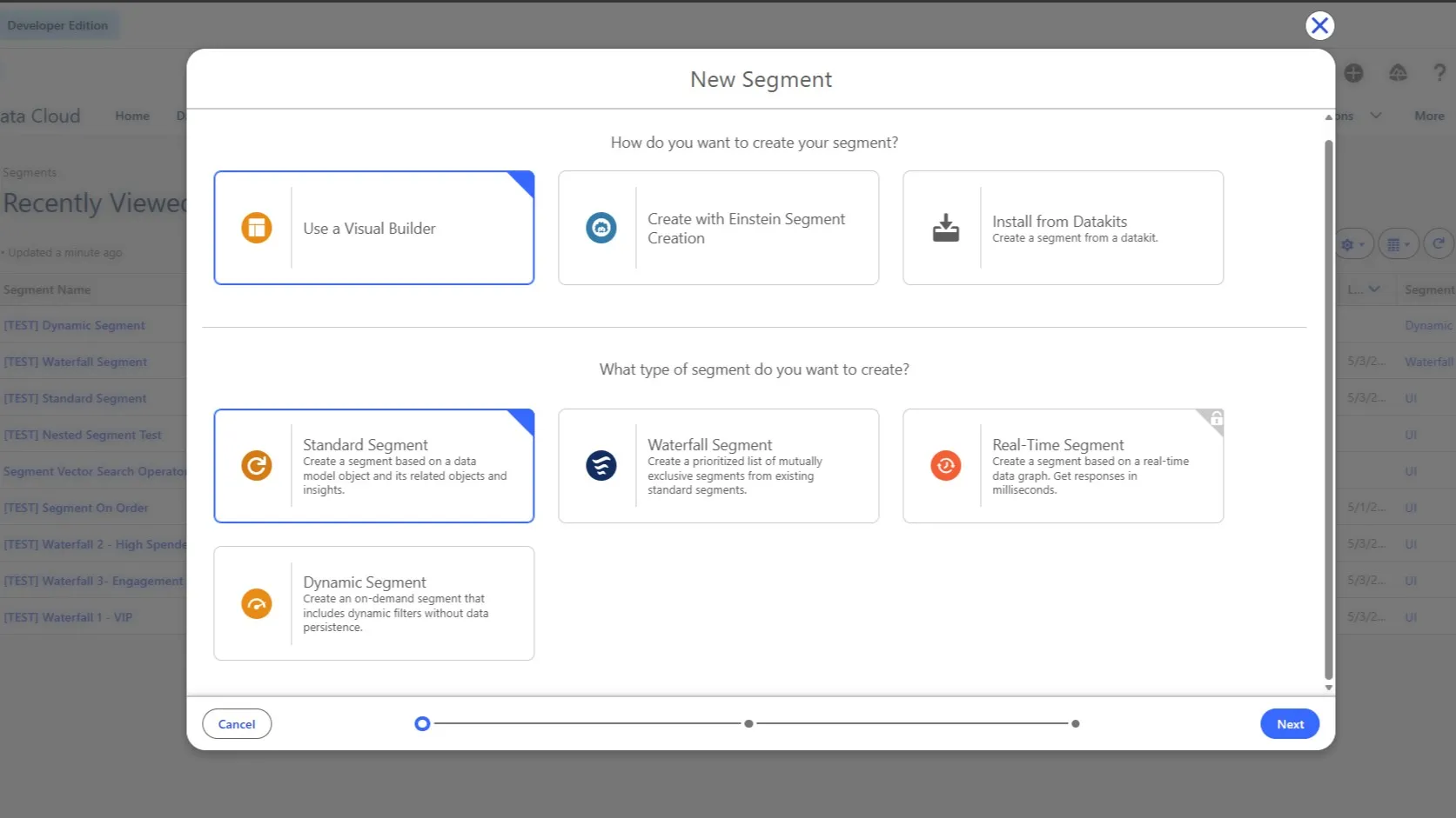 Overview of segment types in Data 360