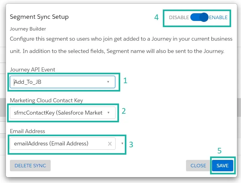 Export Personalization segment with AddToJourneyBuilderOnJoin to Marketing Cloud