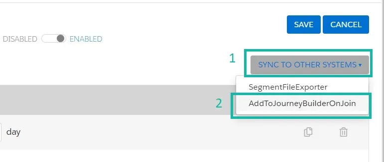 Select Segment Sync to other systems