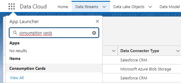 Salesforce Consumption Cards find