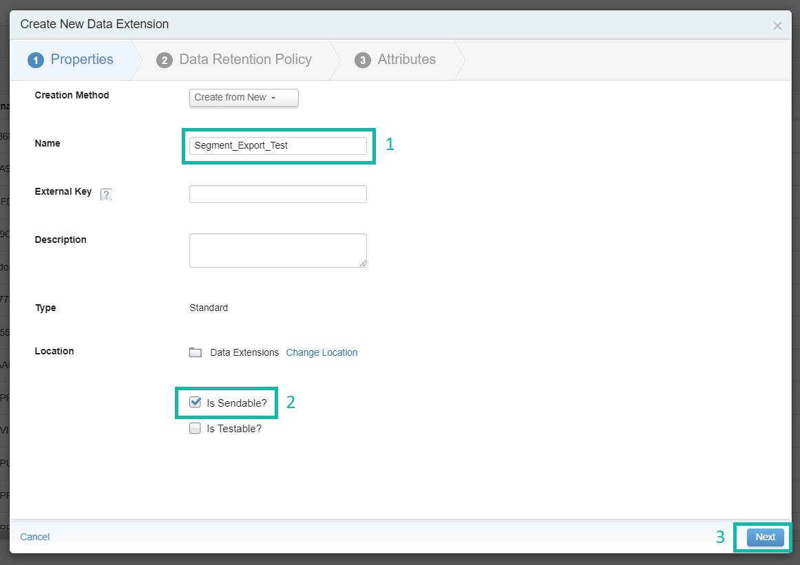 Create sendable Data Extension in Marketing Cloud