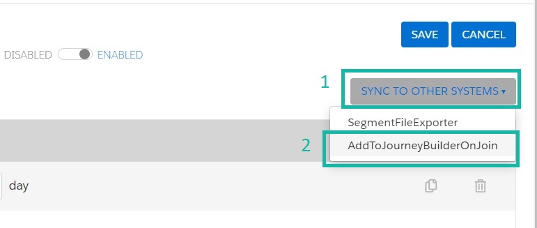 Select Segment Sync to other systems