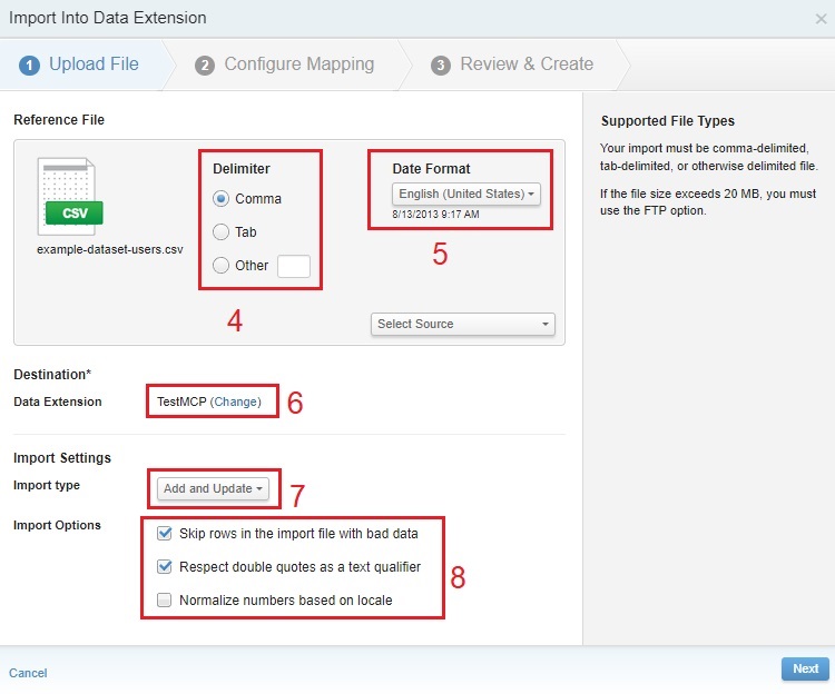 Marketing Cloud - Import CSV Into Data Extension