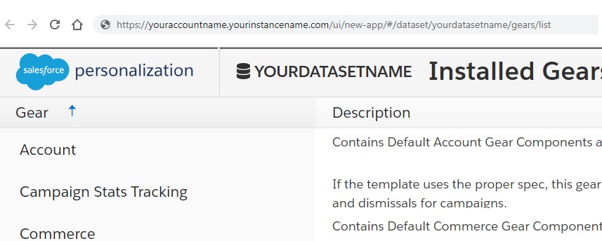 Marketing Cloud Personalization - Account, instance and dataset location in URL