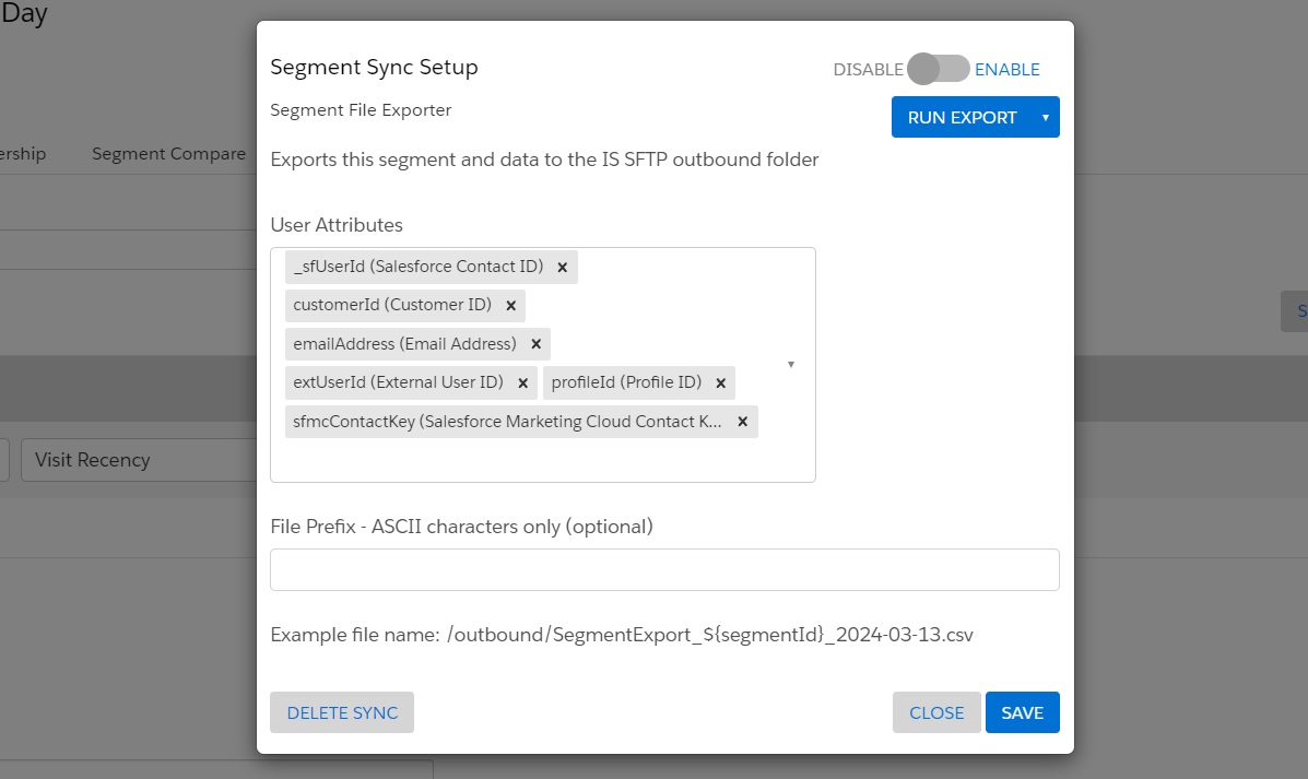 Marketing Cloud Personalization - Exporting segment to SFTP